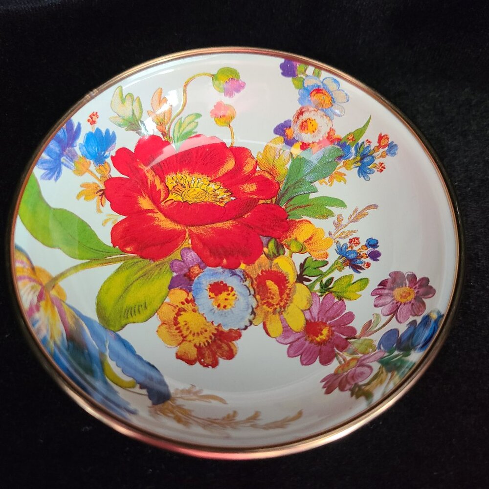 MacKenzie-Childs White Flower Market Dipping Bowl - NEW